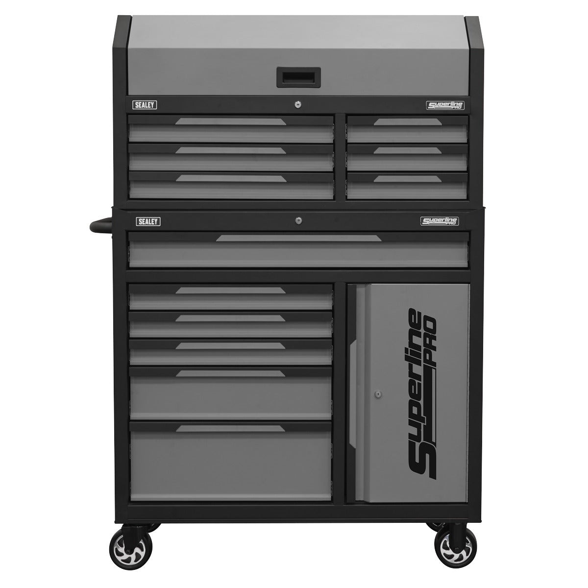 Sealey Superline Pro Topchest & Rollcab Combination 12 Drawer & 1 Door Cupboard - Grey AP1080GR