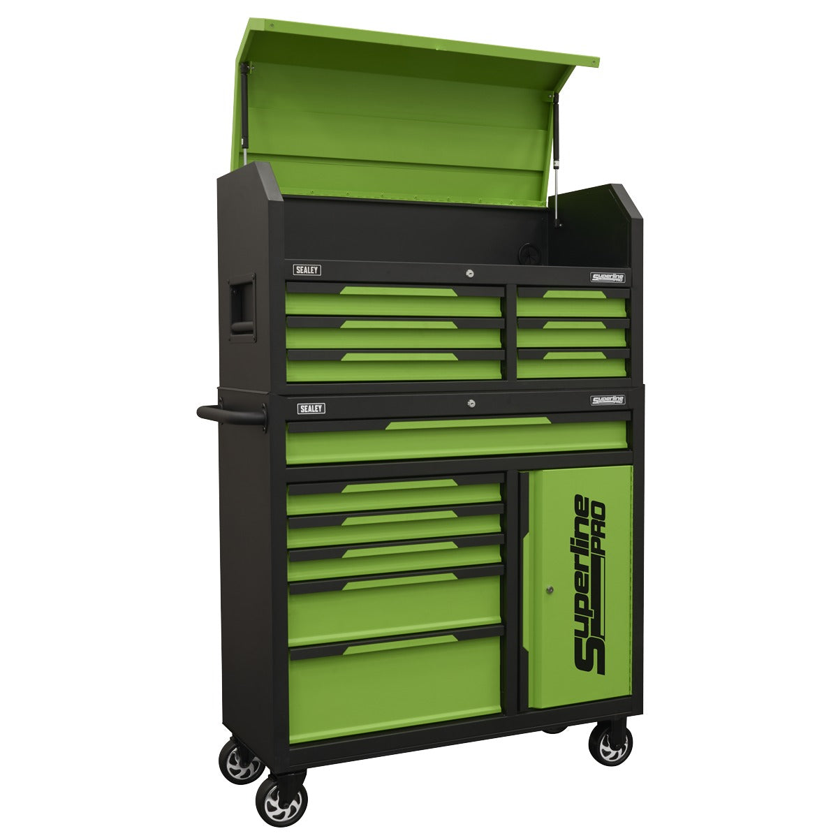 Sealey Superline Pro Topchest & Rollcab Combination 12 Drawer & 1 Door Cupboard - Green AP1080HVG