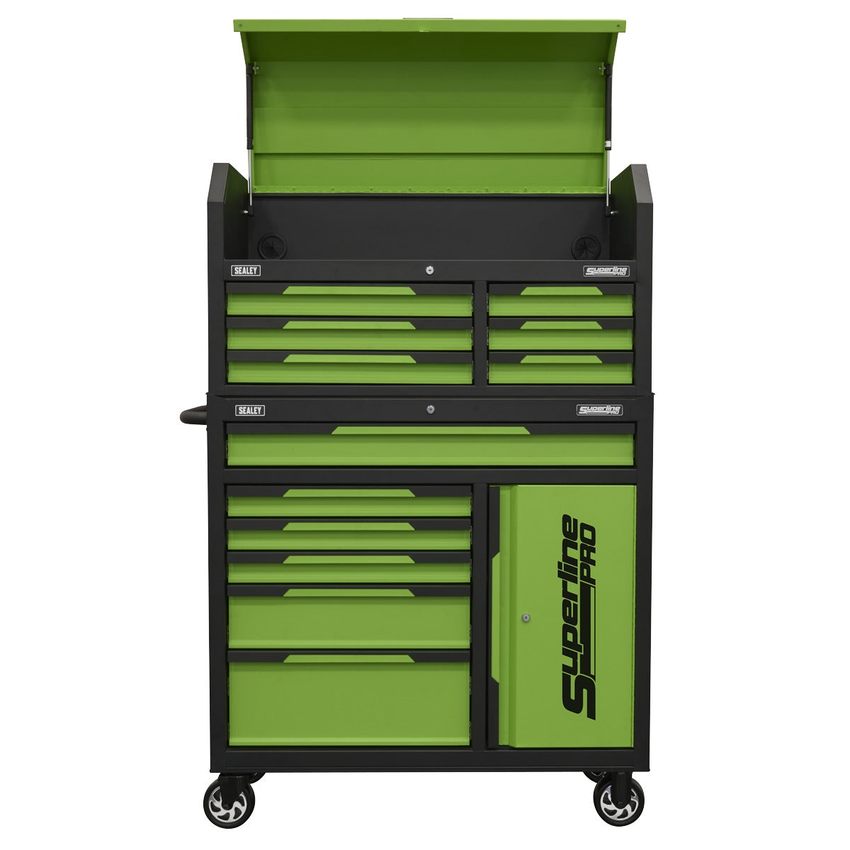 Sealey Superline Pro Topchest & Rollcab Combination 12 Drawer & 1 Door Cupboard - Green AP1080HVG