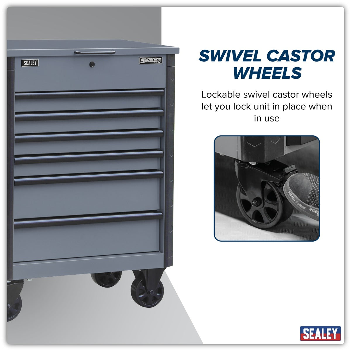 Sealey Superline Pro Tool Trolley 6 Drawer - Grey AP266G