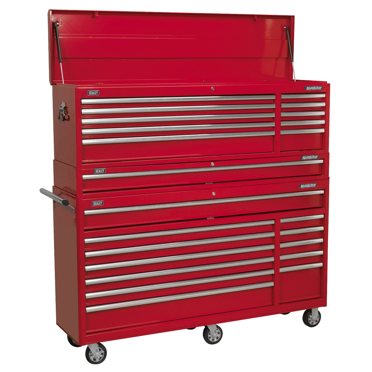 Sealey Topchest, Mid-Box & Rollcab Combination 23 Drawer with Ball Bearing Slides - Red AP66COMBO1