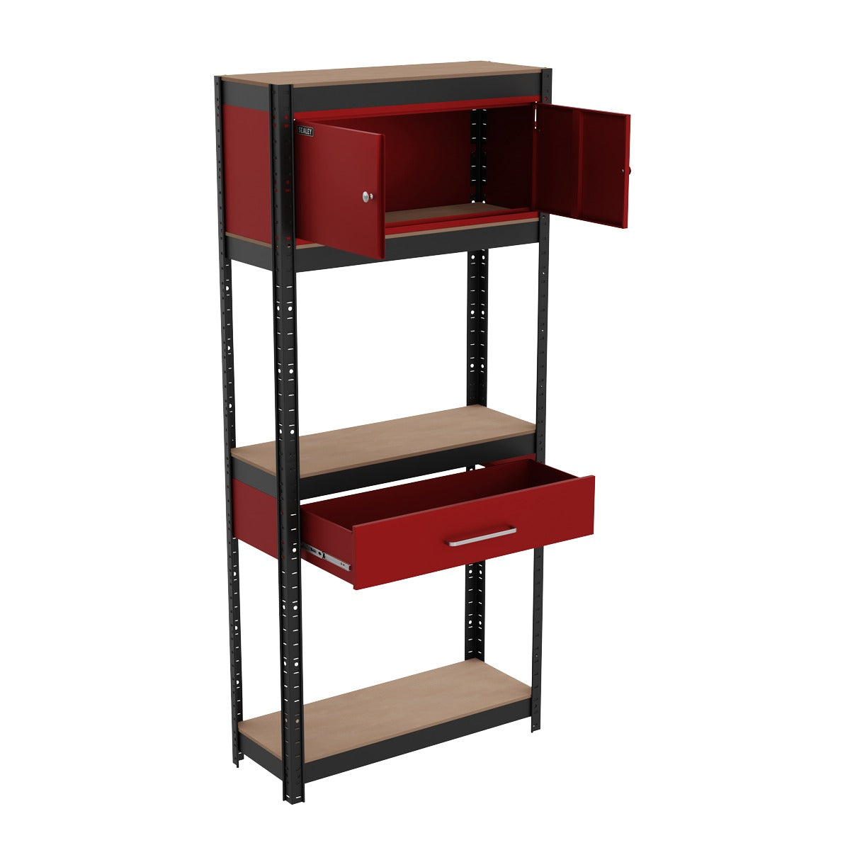 Sealey Shelving Unit 4-Tier with Cupboard & Drawer AP830R