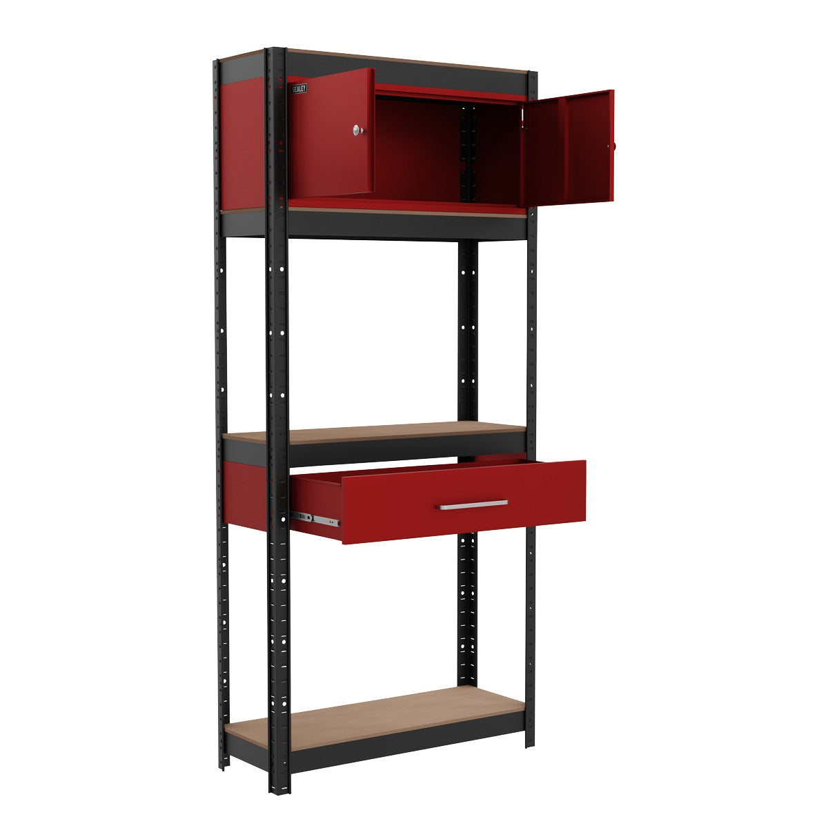 Sealey Shelving Unit 4-Tier with Cupboard & Drawer AP830R