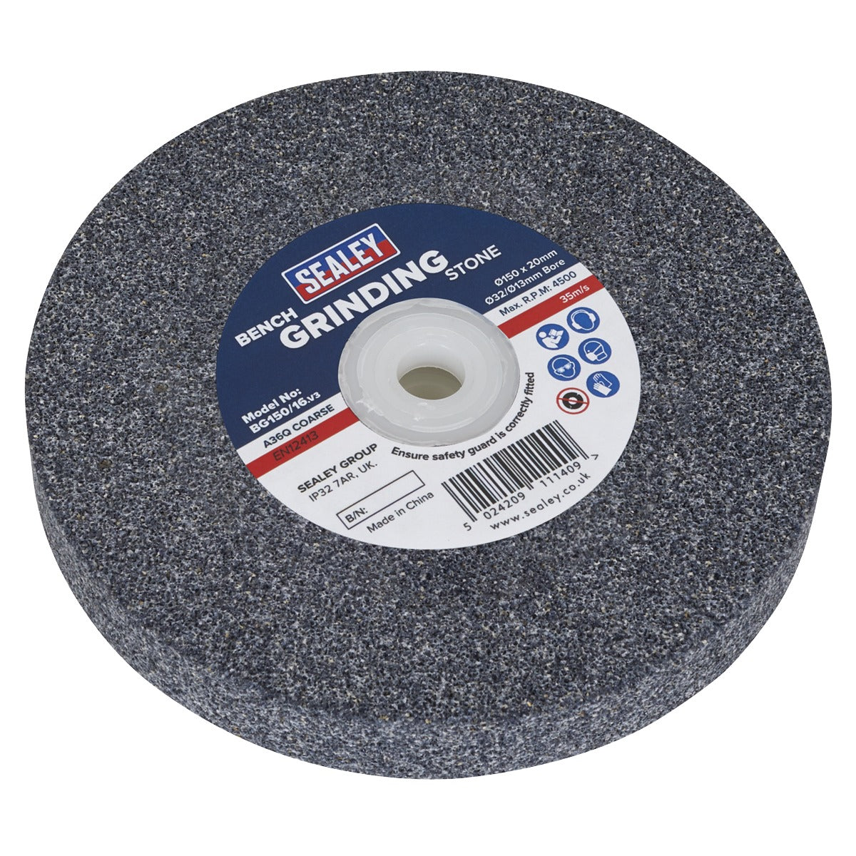 Sealey 150 x 20mm Grinding Stone 32(13)mm Bore - A36Q Coarse BG150/16