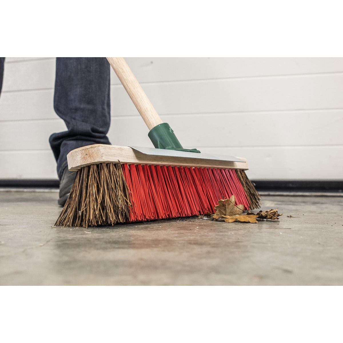 Sealey Heavy-Duty Stiff/Hard Bristle Broom with Scraper 16"(405mm) BM16SC