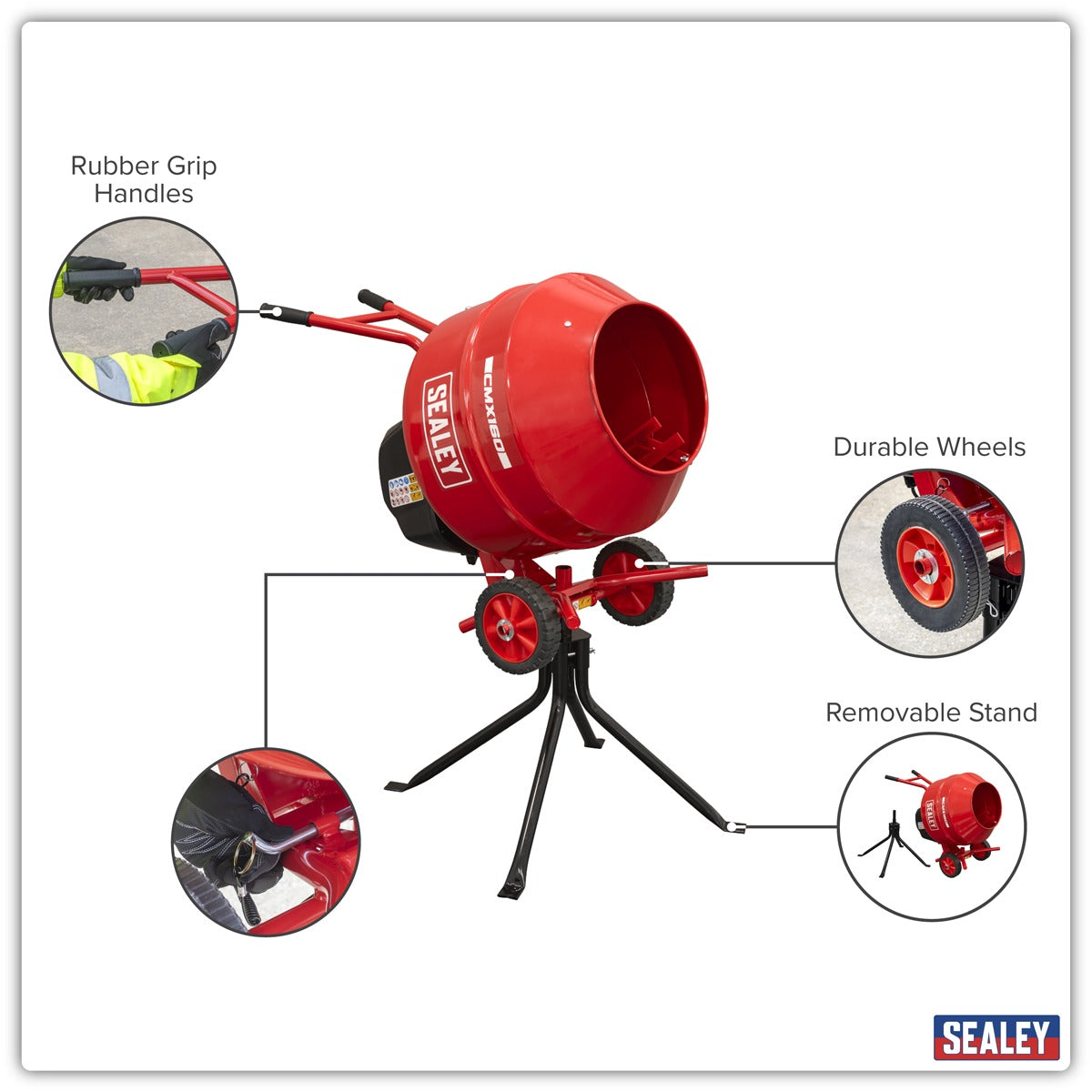 Sealey 160L Cement Mixer with Stand 650W CMX160