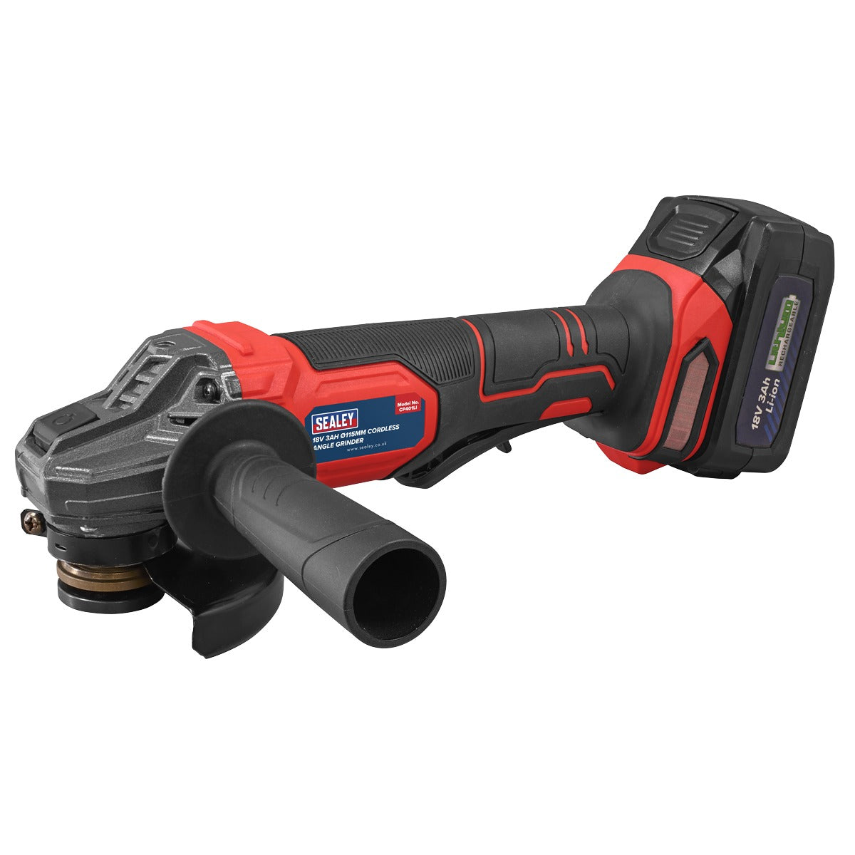 Sealey 115mm Cordless Angle Grinder 18V 3Ah - Red CP401LI