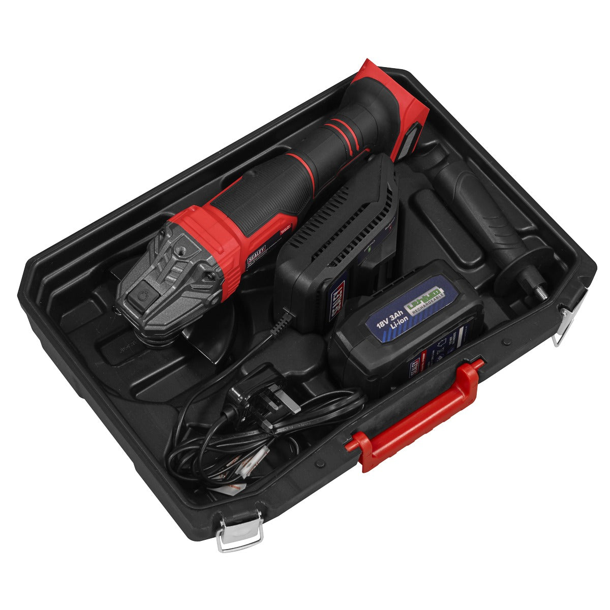 Sealey 115mm Cordless Angle Grinder 18V 3Ah - Red CP401LI