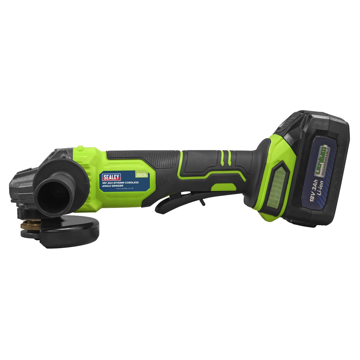 Sealey 115mm Cordless Angle Grinder 18V 3Ah - Green CP401LIHV