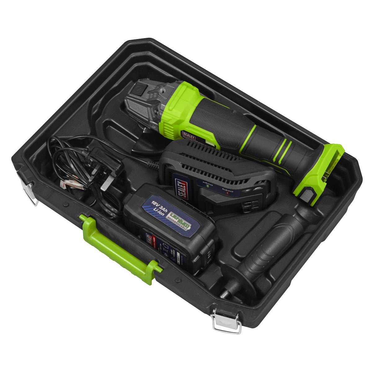 Sealey 115mm Cordless Angle Grinder 18V 3Ah - Green CP401LIHV