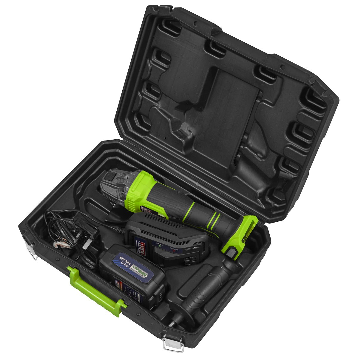 Sealey 115mm Cordless Angle Grinder 18V 3Ah - Green CP401LIHV