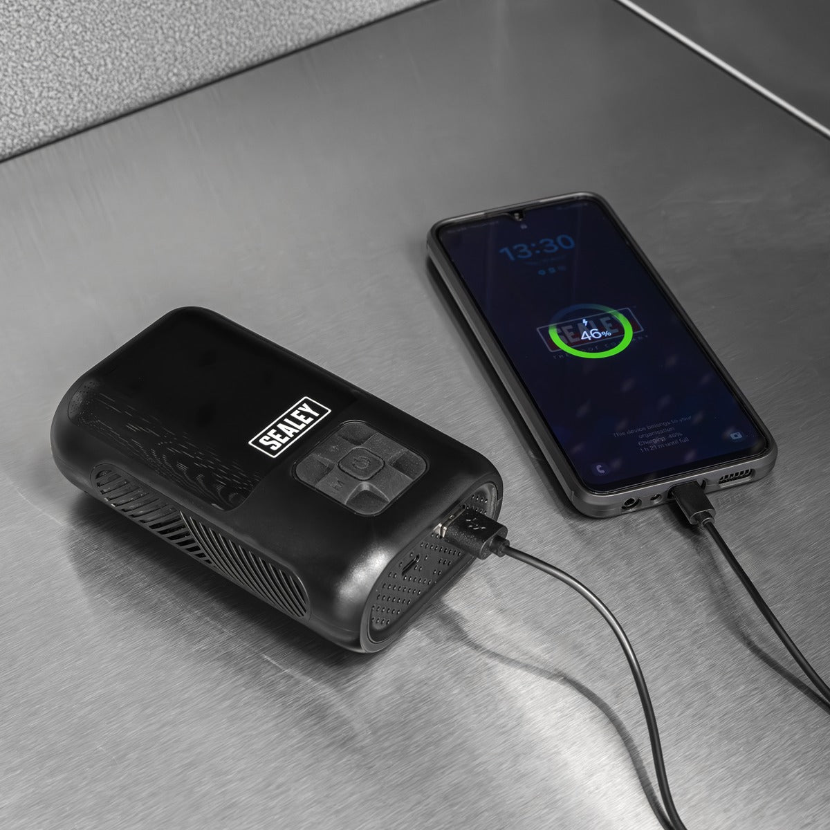 Sealey Tyre Inflator & Power Bank with Worklight Rechargeable CTI130