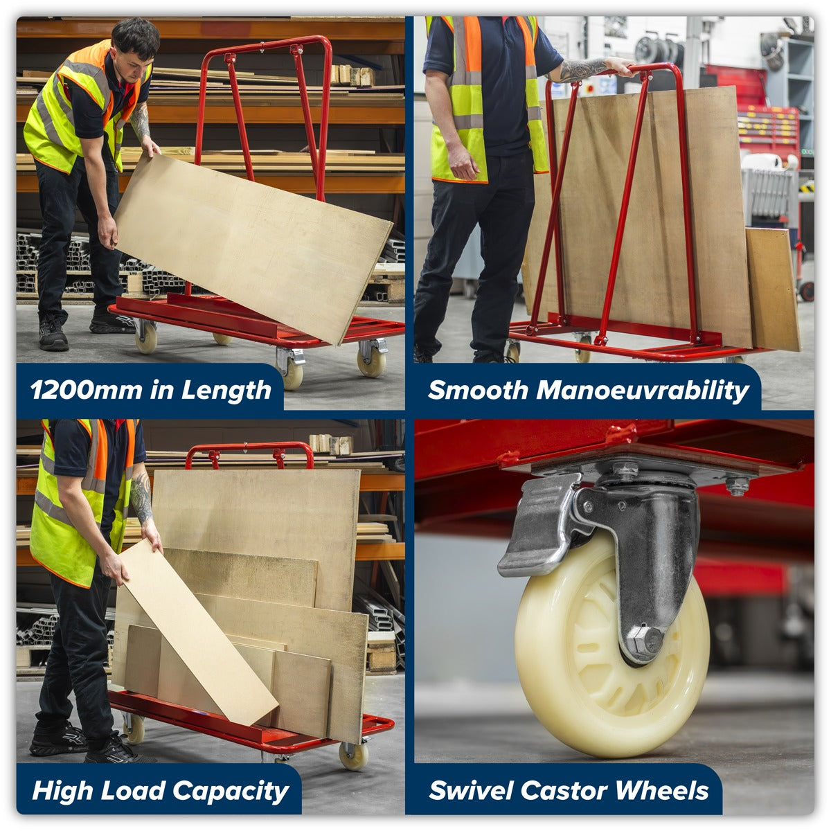 Sealey Plasterboard Trolley Large Sheet Handling 800kg Capacity DWC01