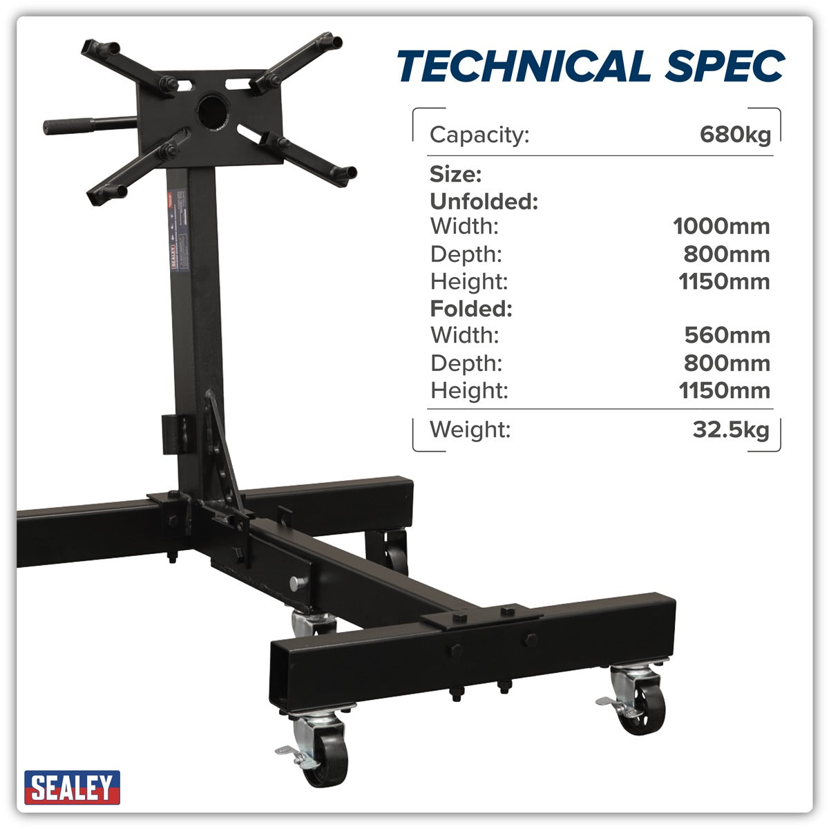 Sealey Folding Engine Stand 680kg Capacity ES680F