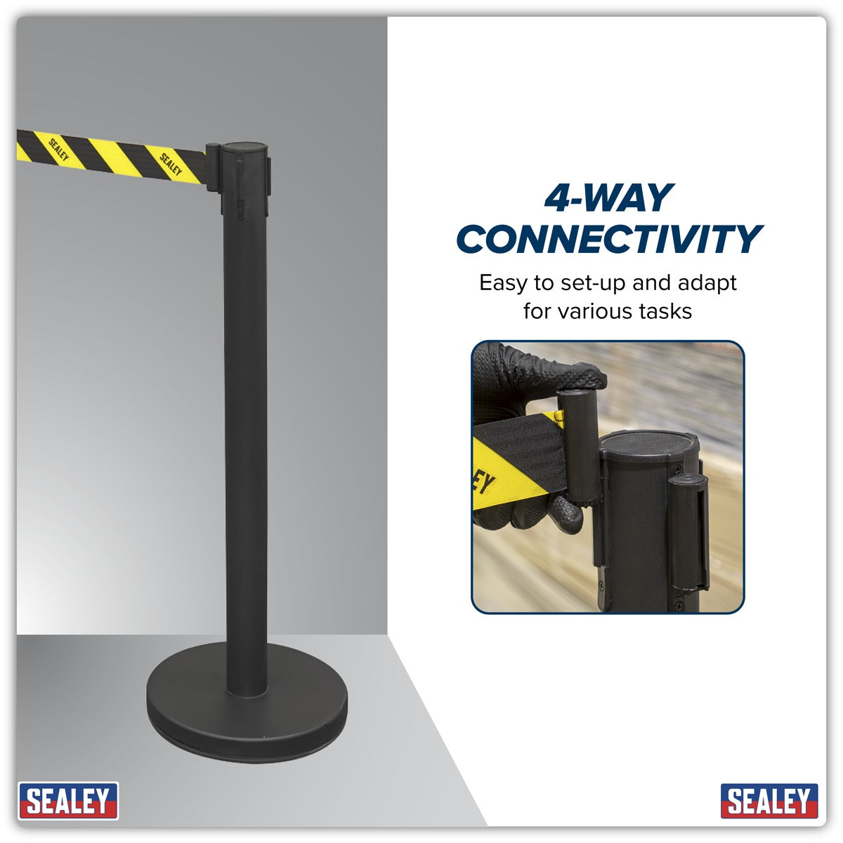 Sealey Retractable Safety Belt Barrier Post - Set of 2 EV23