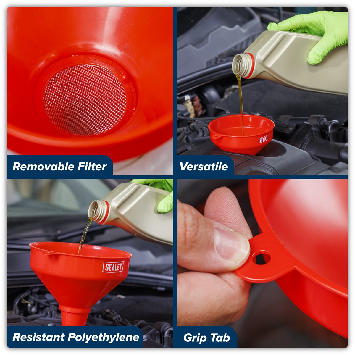 Sealey Fixed Spout Funnel Set 3pc F98