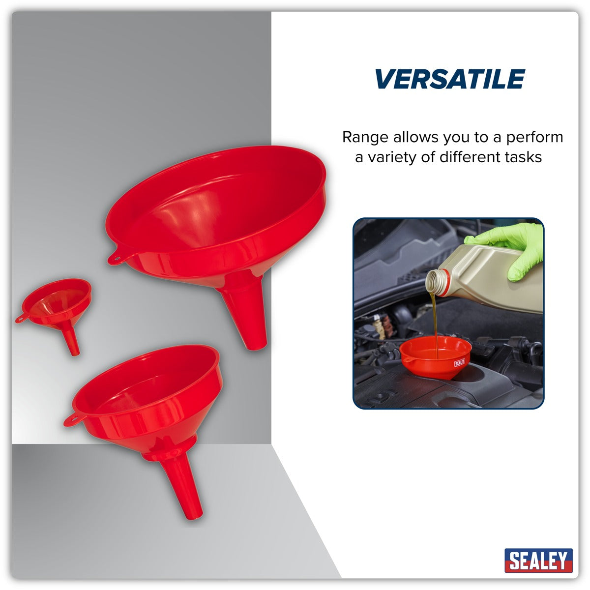 Sealey Fixed Spout Funnel Set 3pc F98