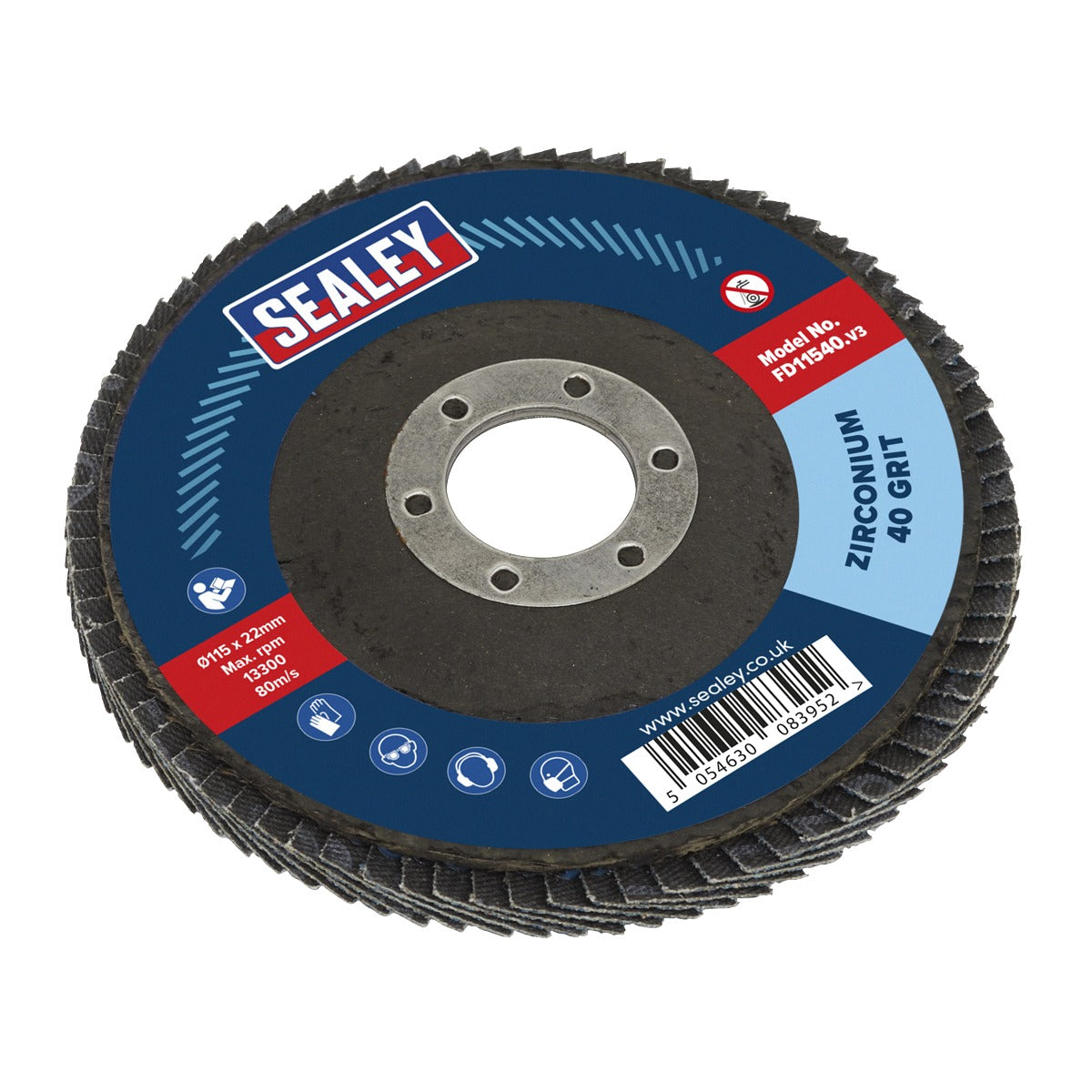 Sealey 115mm Zirconium Flap Disc 40Grit 22mm Bore FD11540