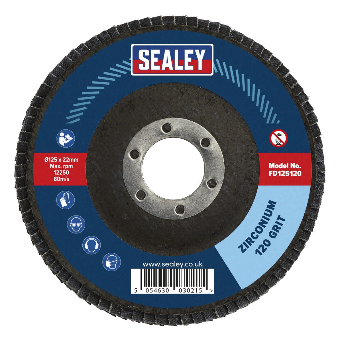 Sealey 125mm Zirconium Flap Disc 120Grit 22mm Bore FD125120