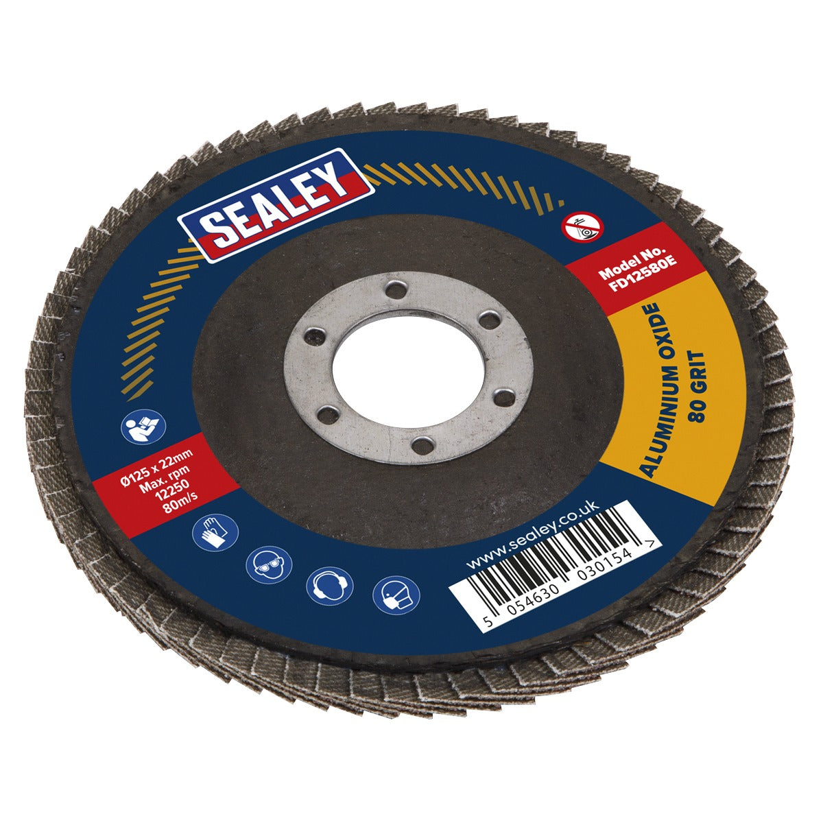 Sealey 125mm Aluminium Oxide Flap Disc 80Grit 22mm Bore FD12580E