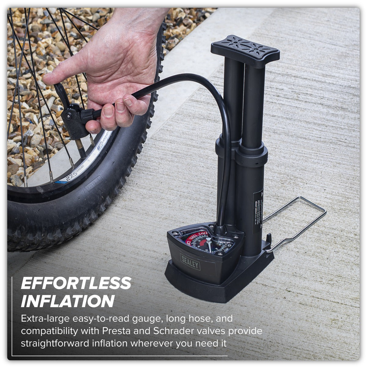 Sealey Mini Twin Barrel Bicycle Foot Pump FP7