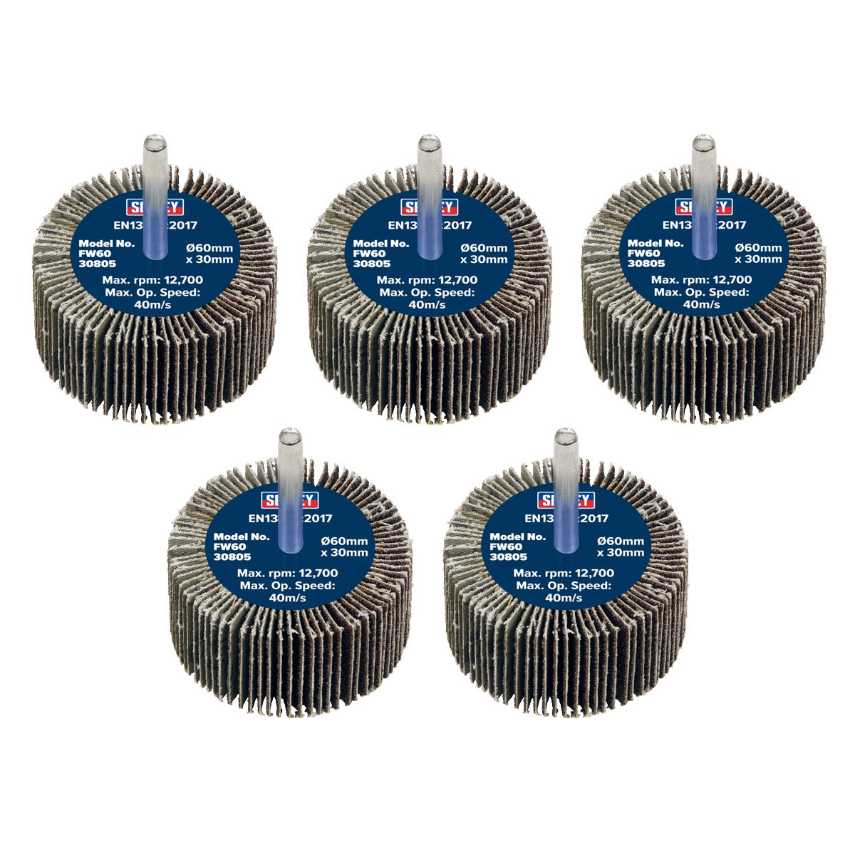 Sealey 60 x 30mm Abrasive Flap Wheel with 6mm Shaft 80Grit - Pack of 5 FW6030805