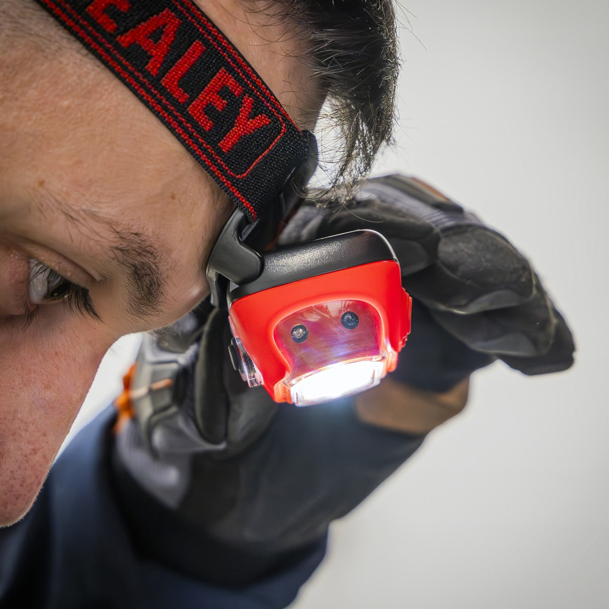 Sealey Rechargeable Head Torch with Auto-Sensor 8W COB LED - Red HT08RR
