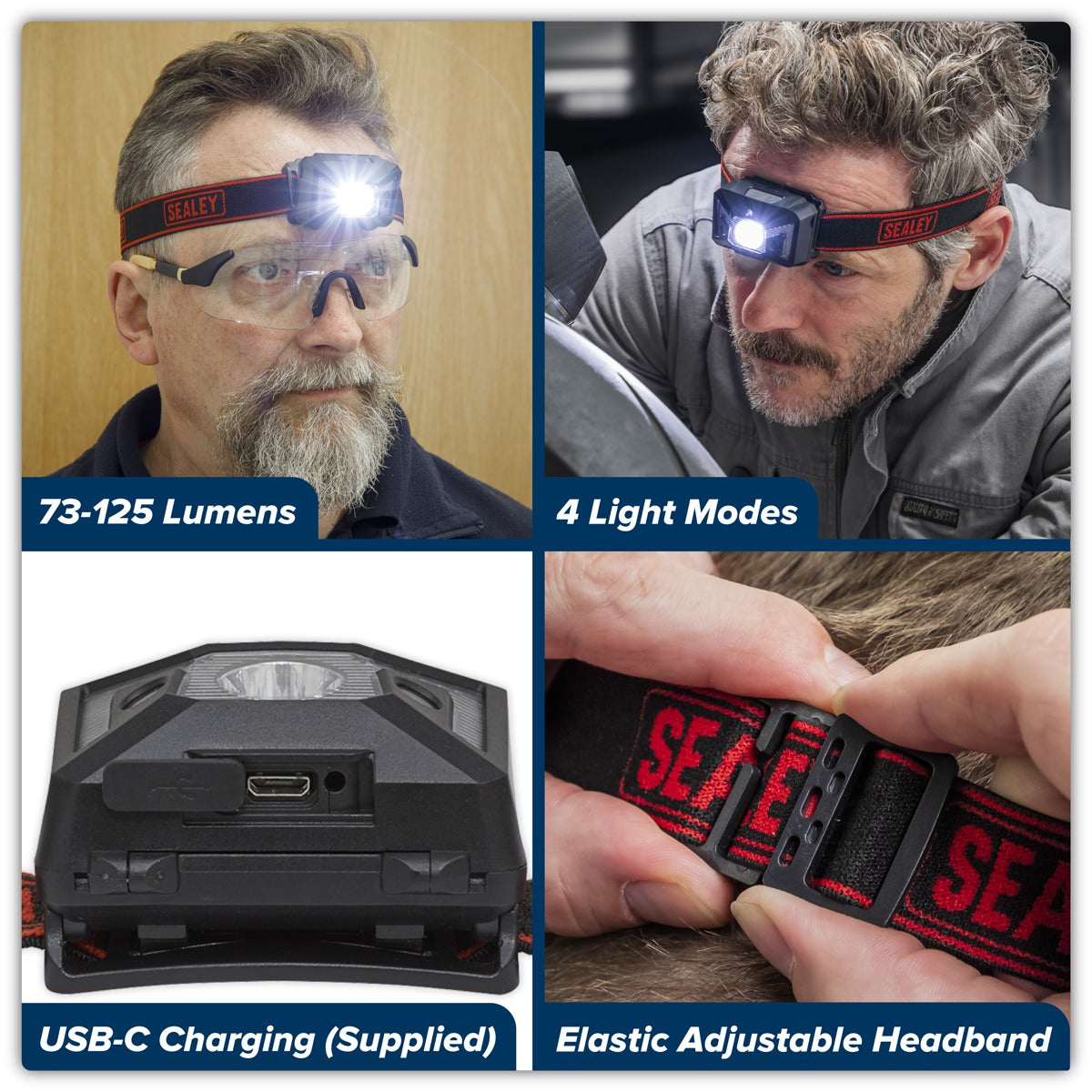 Sealey Rechargeable Head Torch with Auto-Sensor 3W SMD LED HT102R
