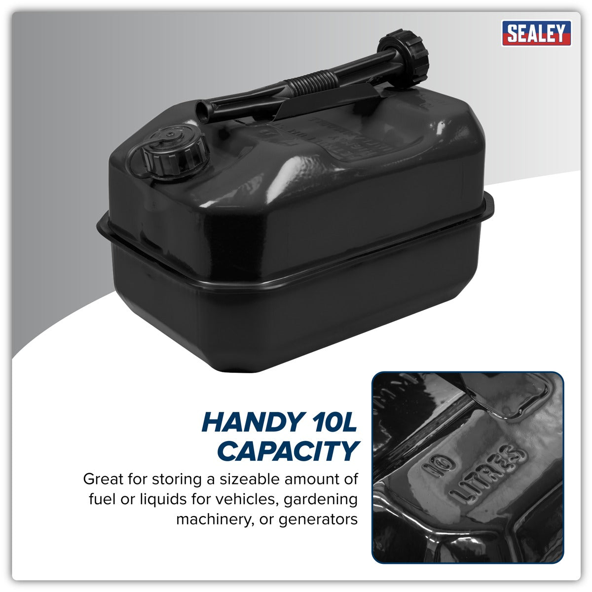 Sealey Jerry Can 10L - Black JC10RB