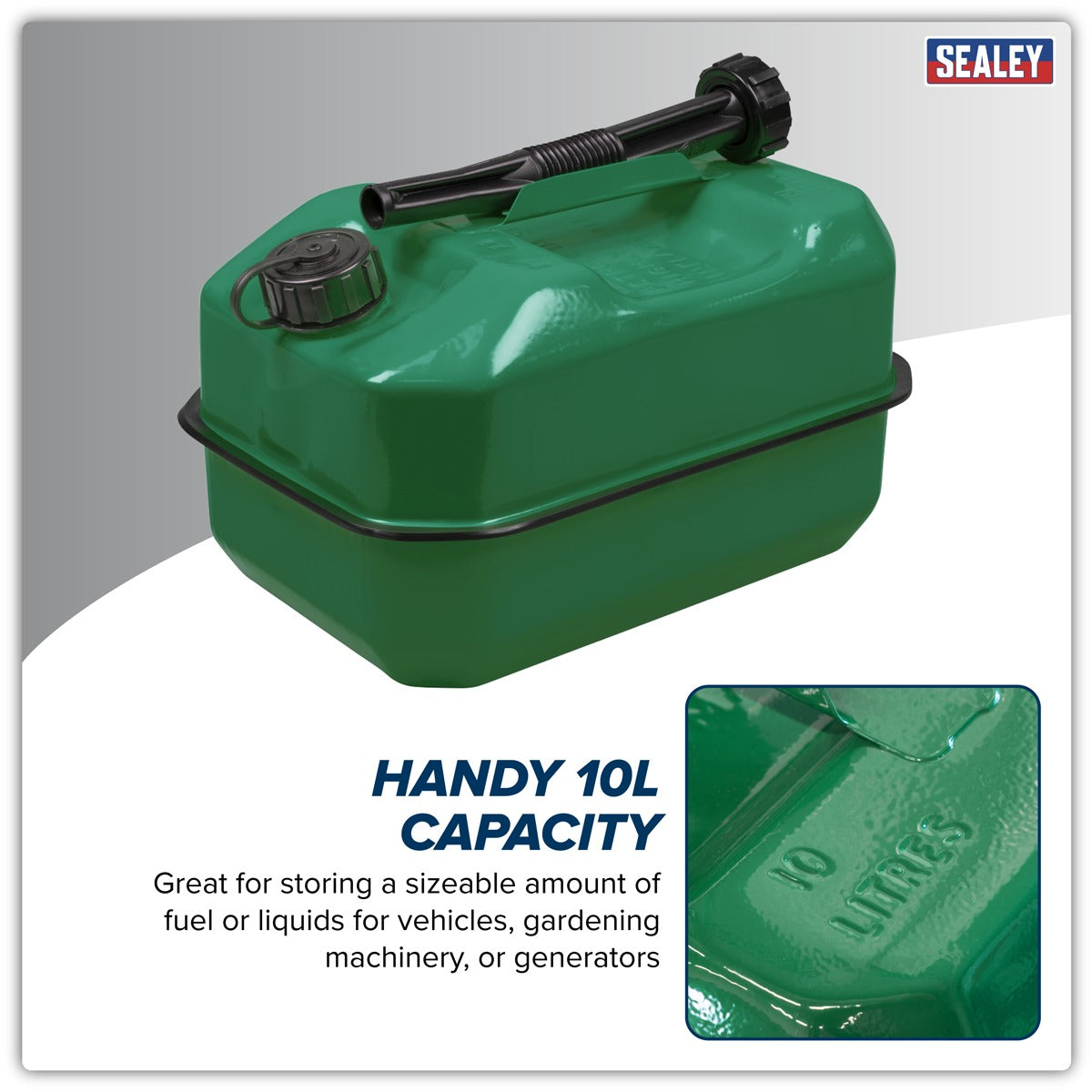 Sealey Jerry Can 10L - Green JC10RG