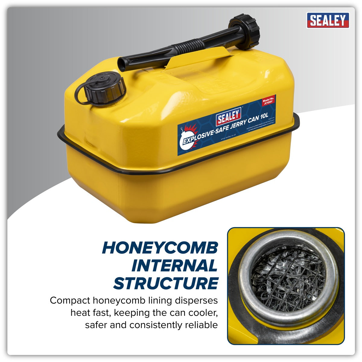 Sealey Explosive-Safe Jerry Can 10L - Yellow JC10RY