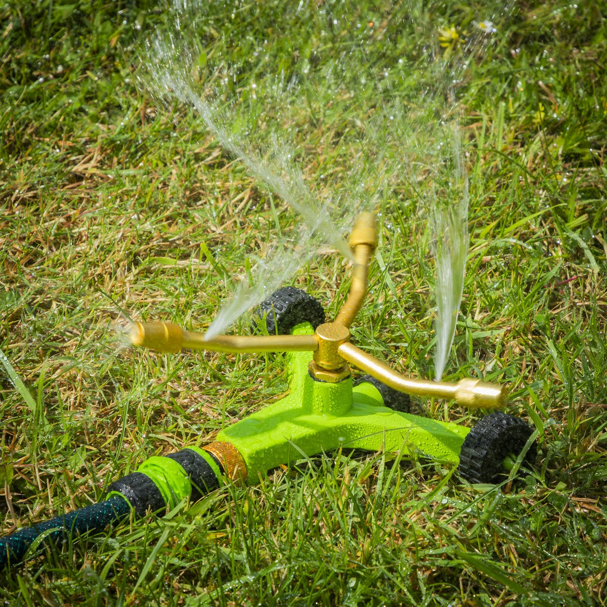 Sealey 3-Arm Brass Sprinkler with Metal Wheeled Base JS2032