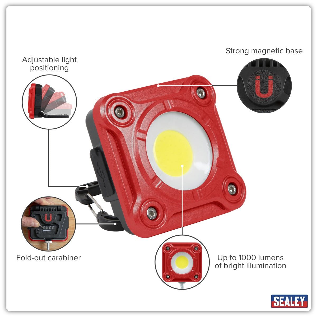 Sealey Rechargeable Pocket Floodlight 10W COB LED LED1000