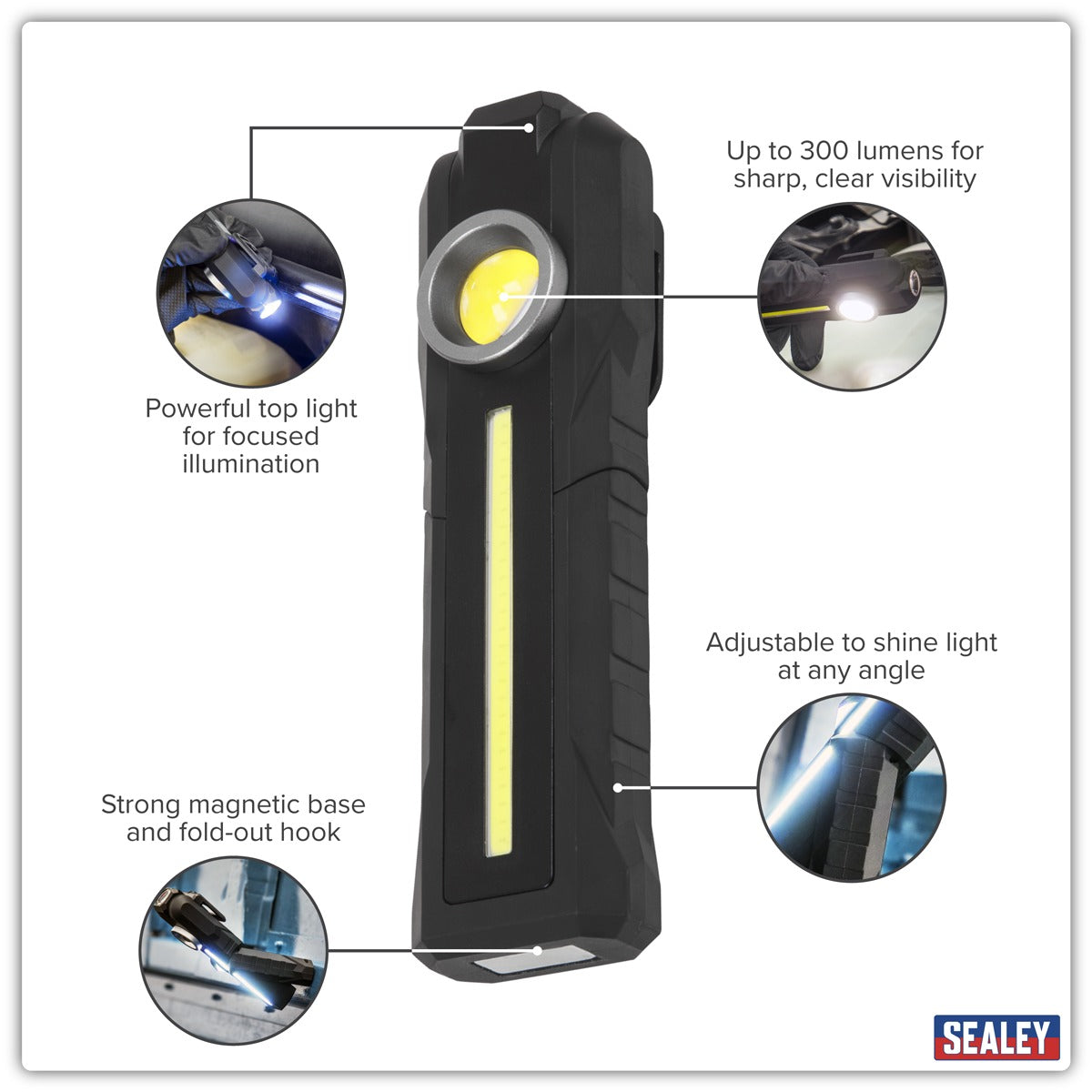 Sealey Rechargeable 3-in-1 Inspection Light 5W COB & 3W SMD LED LED316