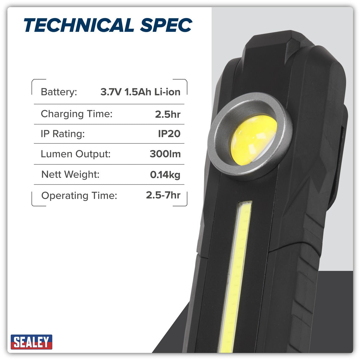 Sealey Rechargeable 3-in-1 Inspection Light 5W COB & 3W SMD LED LED316