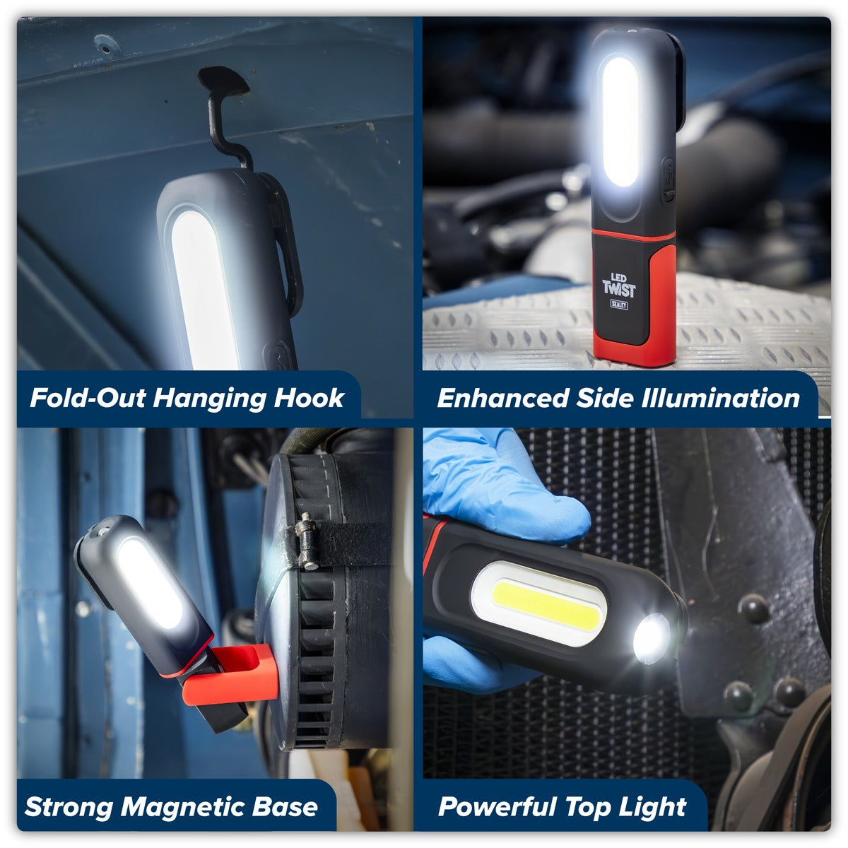 Sealey LED Twist Rechargeable Inspection Light 3W COB & 3W SMD LED LED317