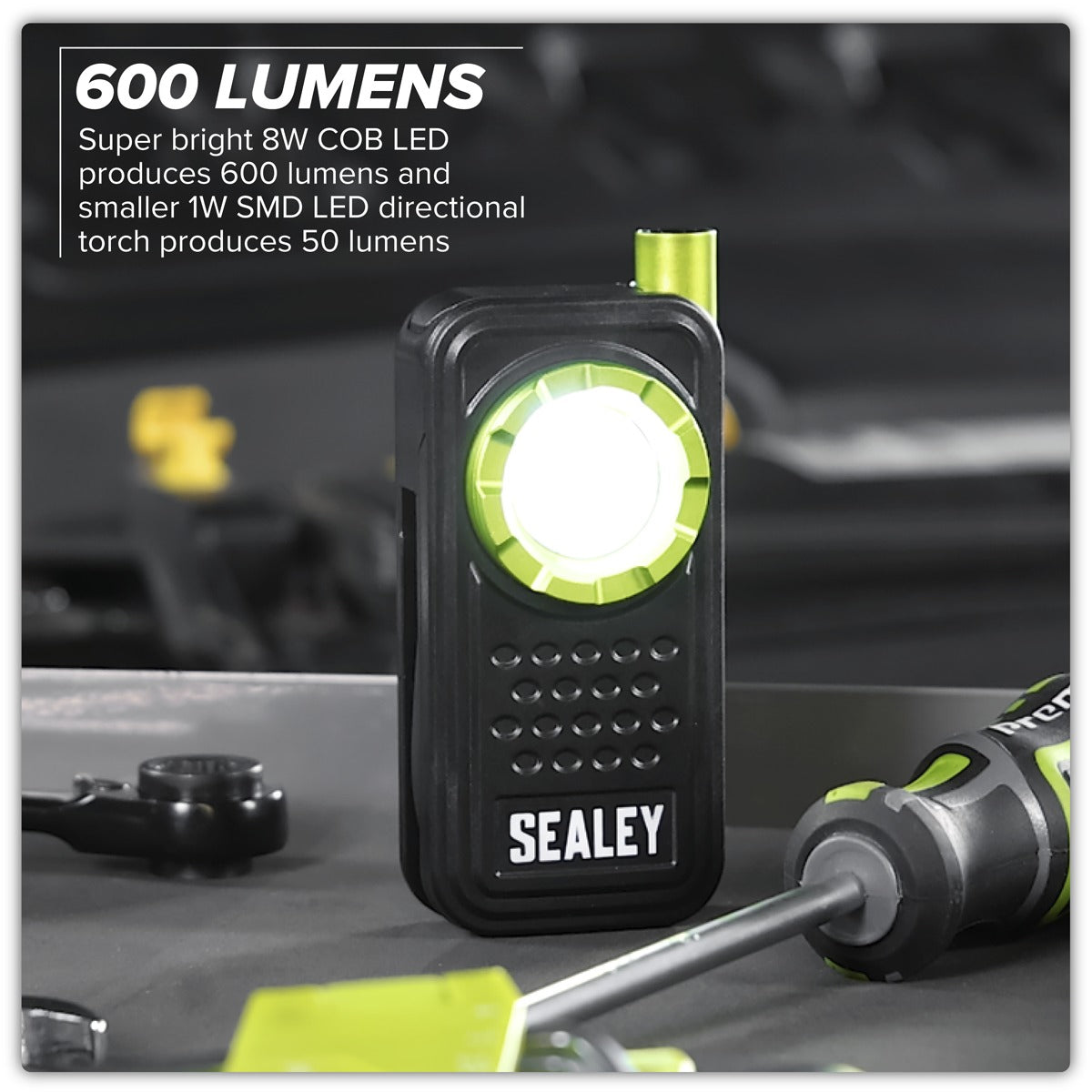 Sealey Pocket Light with Flexi Inspection Light 8W COB LED & 1W SMD LED LED600FX