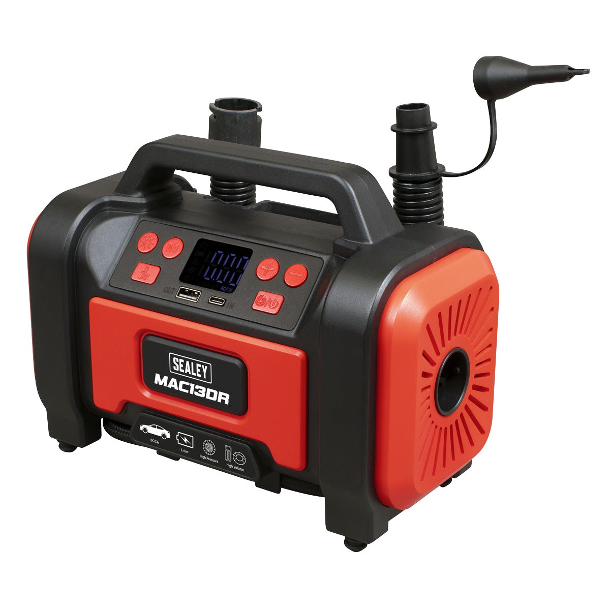 Sealey Rechargeable Tyre Inflator & High Volume Air Pump 12V MAC13DR