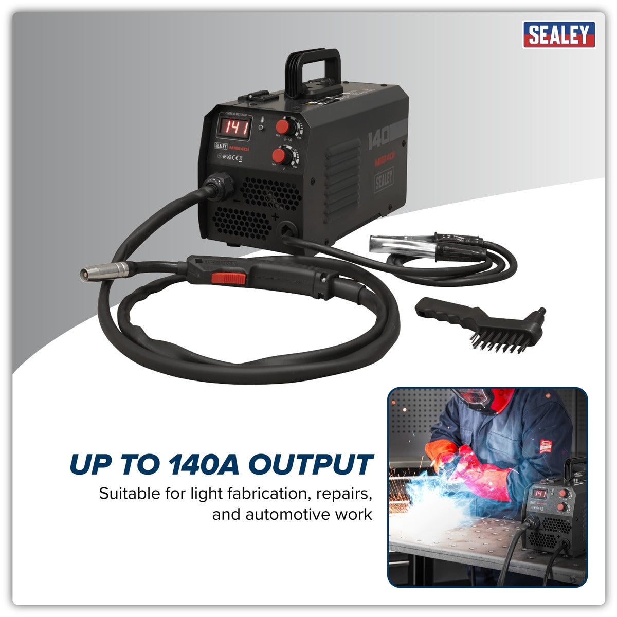 Sealey Flux Cored Gasless MIG Inverter Welder 140A MIG140i