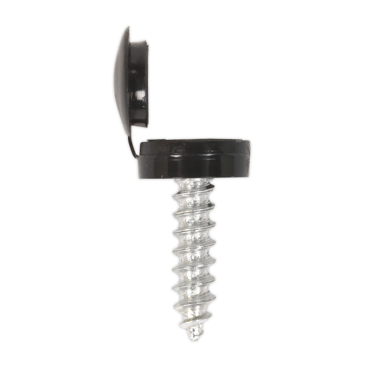 Sealey Numberplate Screw with Flip Cap 4.2 x 19mm, Black - Pack of 50 NPBK50