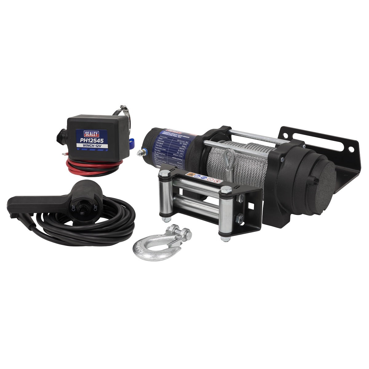 Sealey Geared Winch with Brake 450kg Line Pull 12V PH12545