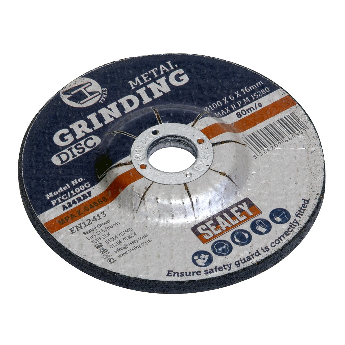 Sealey 100 x 6mm Grinding Disc 16mm Bore PTC/100G