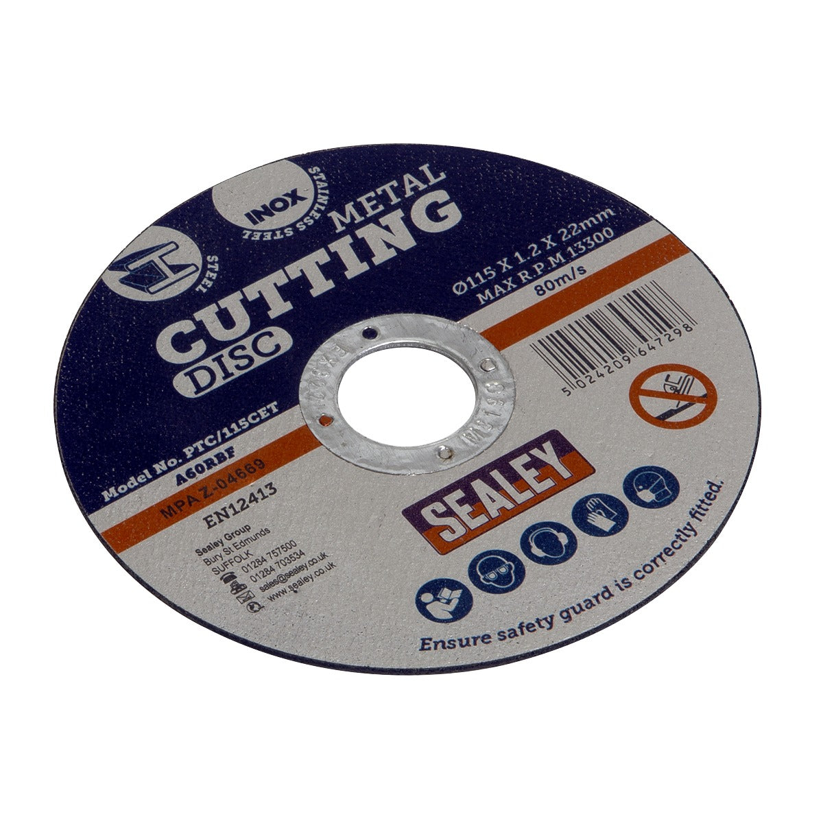 Sealey 115 x 1.2mm Cutting Disc 22mm Bore PTC/115CET