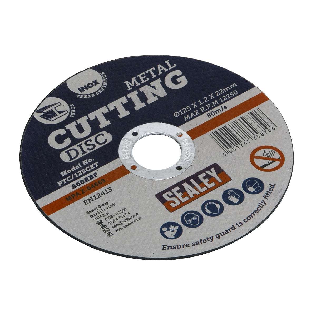 Sealey 125 x 1.2mm Cutting Disc 22mm Bore PTC/125CET