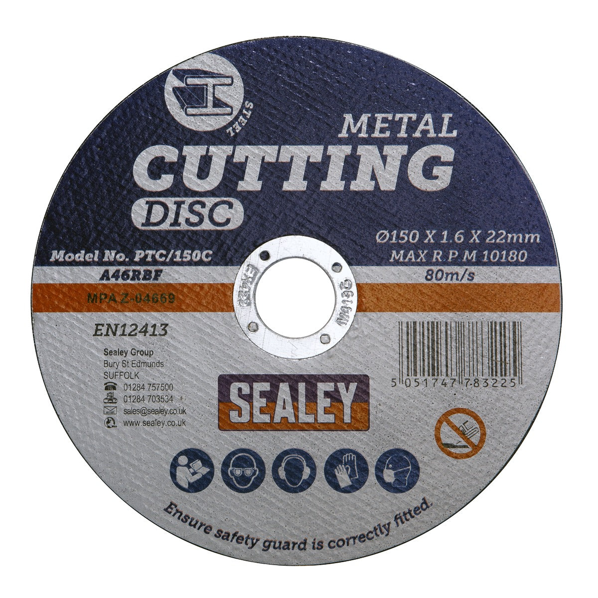 Sealey 150 x 1.6mm Cutting Disc 22mm Bore PTC/150C