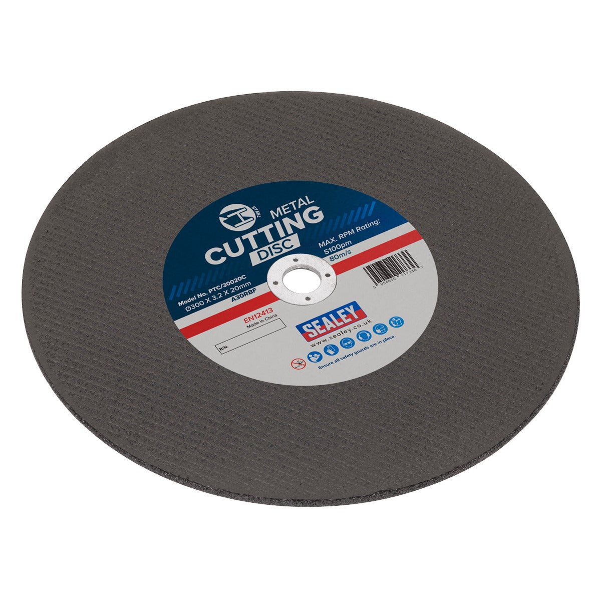 Sealey 300 x 3.2mm Flat Metal Cutting Disc 20mm Bore PTC/30020C
