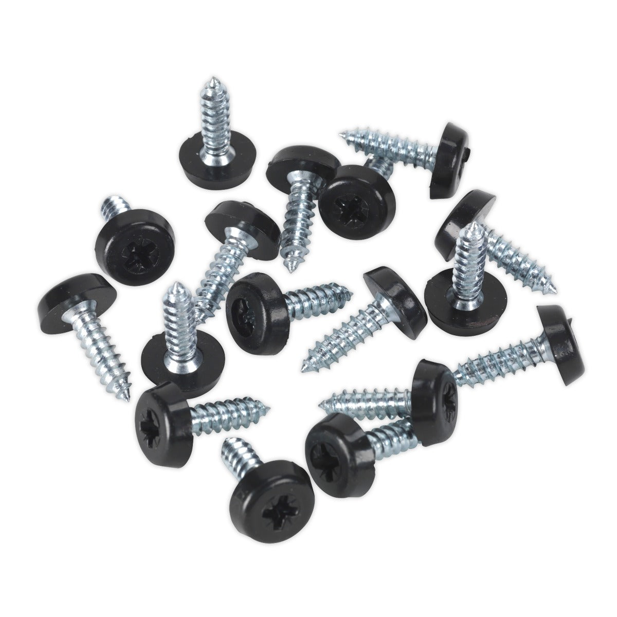 Sealey Numberplate Screw with Plastic Enclosed Head 4.8 x 18mm, Black - Pack of 50 PTNP3