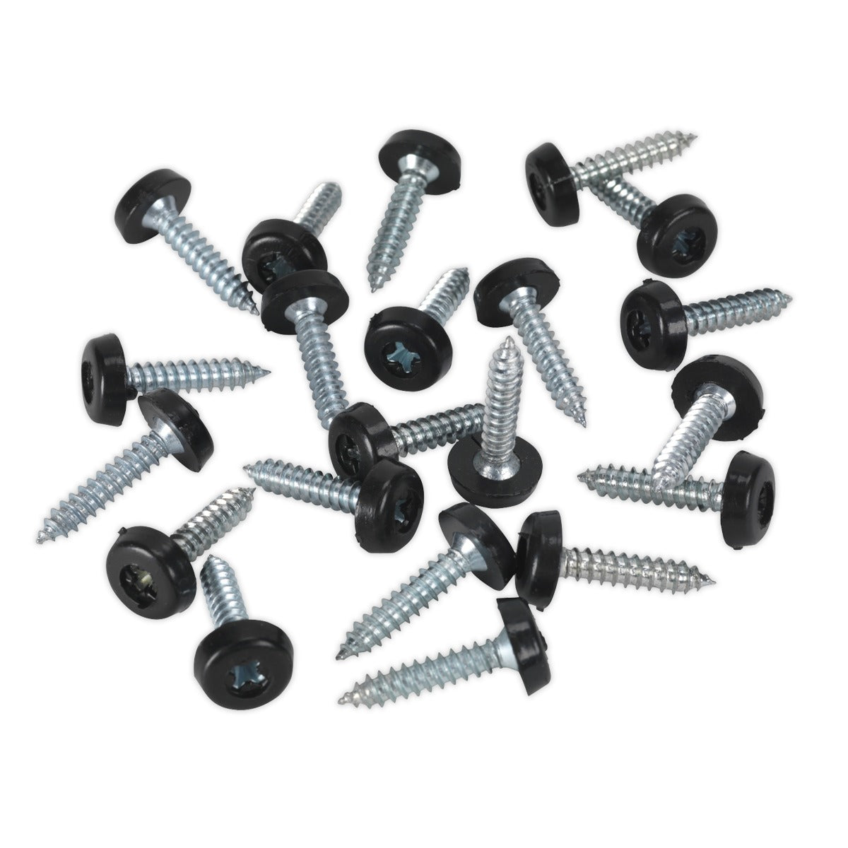 Sealey Numberplate Screw with Plastic Enclosed Head 4.8 x 24mm, Black - Pack of 50 PTNP7
