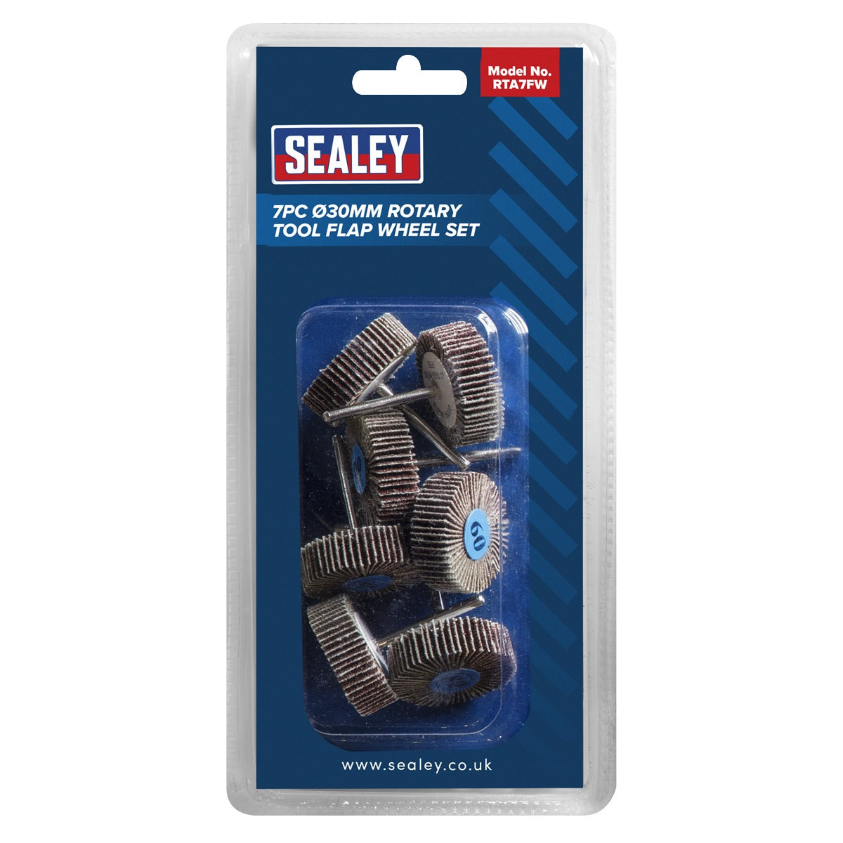 Sealey Rotary Tool Abrasive Flap Wheel Set 30mm 7pc RTA7FW
