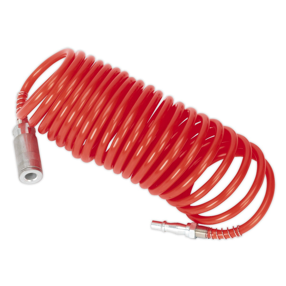 Sealey PE Coiled Air Hose with Couplings 5m x 5mm SA305
